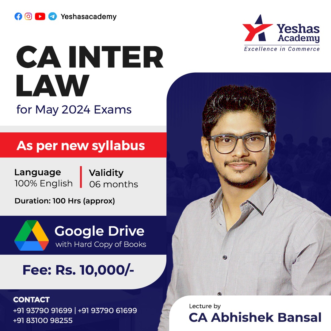 CA Inter Law Regular Batch For May 2024 By CA Abhishek Bansal New