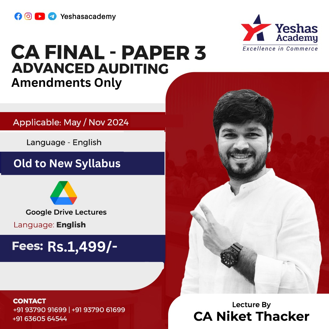 CA Final Advanced Auditing Only Amendments For May 2024 By CA Niket