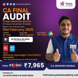 CA Final Advanced Auditing Exam Oriented Regular Batch For May & November 2025 By CA Abhishek Bansal