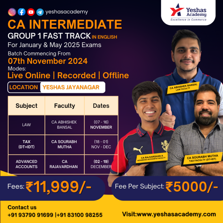 CA Inter Group 1 Fast Track Jan 2025 Exams